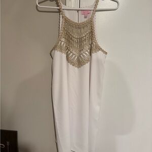 Lilly Pulitzer White Dress with Gold Detailing